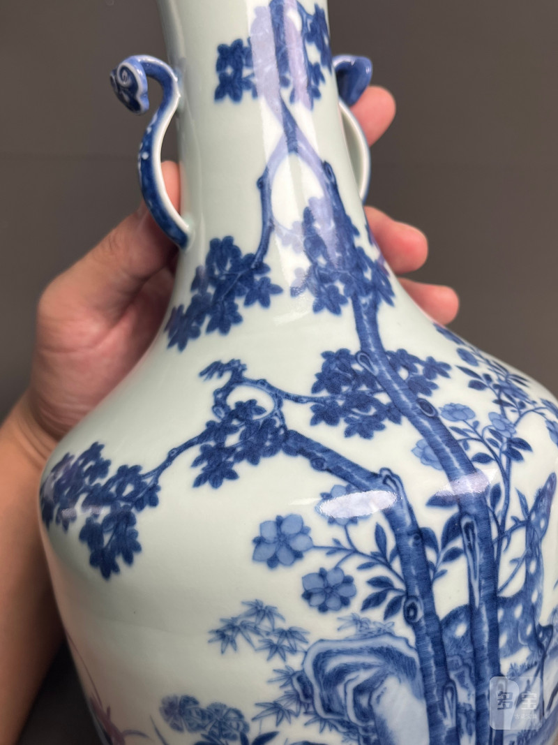 清道光  御制青花六合同春如意耳尊 - 图16